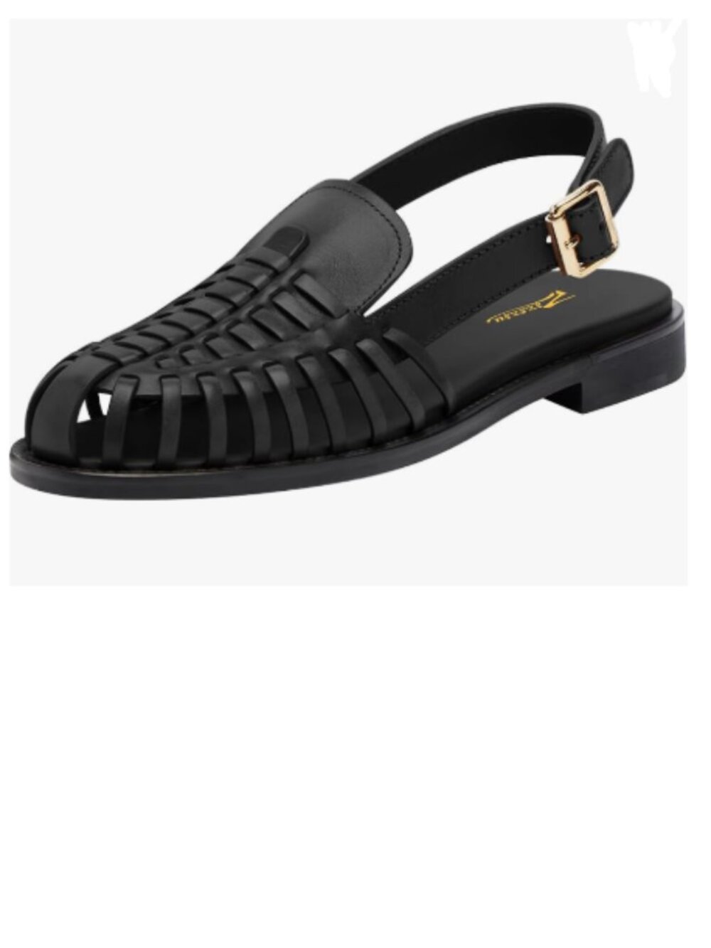 Zszszsu Black Vintage Roman Woven Closed Toe Slingback Adjustable Buckle Sandals